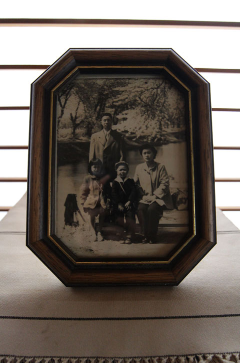 花見の家族写真